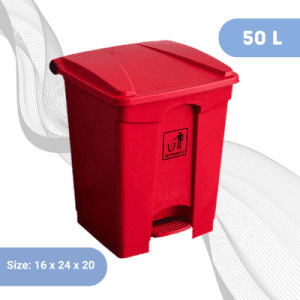 Plastic Pedal Dustbin 50 Liter – Red 50L - Plastic Pedal Dustbin Red