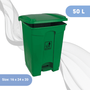 Plastic Pedal Dustbin 50 Liter – Green 50L - Plastic Pedal Dustbin Green