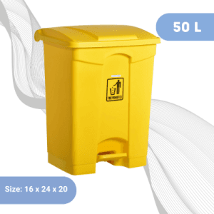 Plastic Pedal Dustbin 50 Liter – Yellow 50L - Plastic Pedal Dustbin Yellow