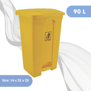 Plastic Pedal Dustbin 90 Liter – Yellow 90L Yellow Plastic Dustbin