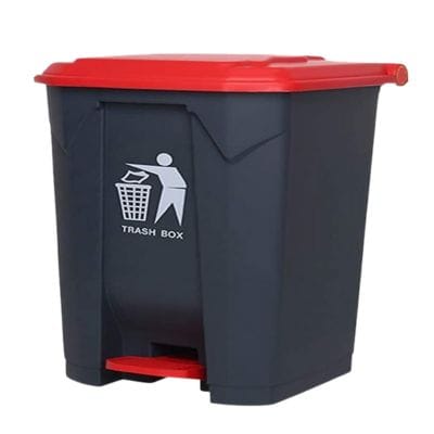 Plastic Pedal Dustbin 30 Liter Grey/Red 30L Grey/Red Plastic Pedal Dustbin