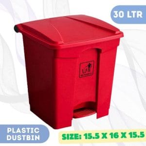 Plastic Pedal Dustbin 30 Liter – Red 30L Red Plastic Pedal Dustbin
