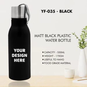 Plastic Matt Bottle – Black PLastic Water Bottle