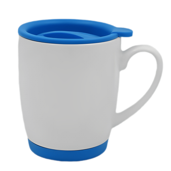 Bone China Mugs - Blue Lid & Base