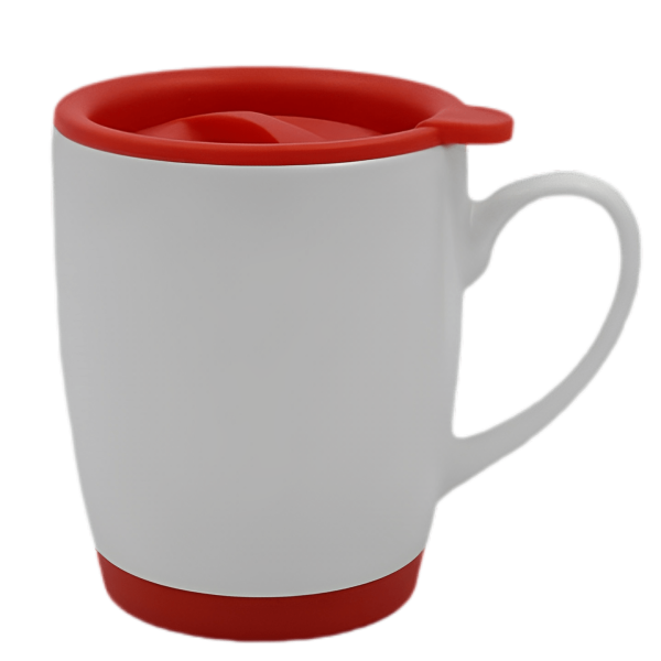 Bone China Mugs - Red Lid & Base