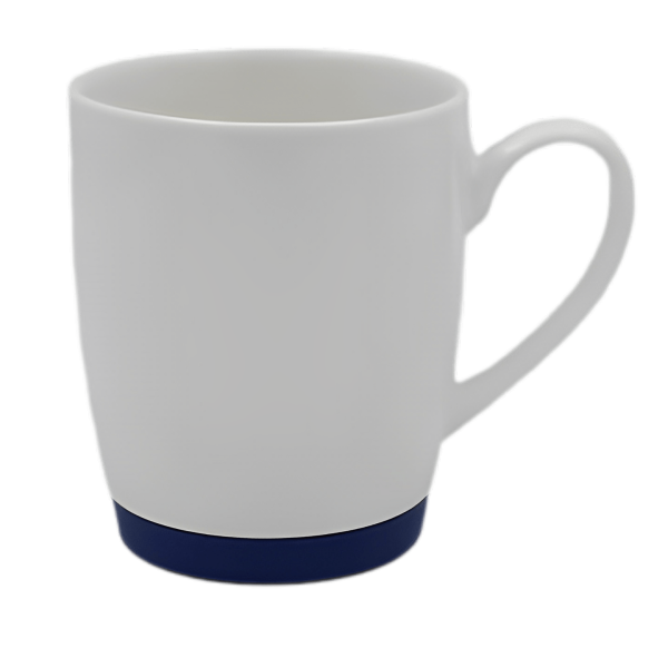 WHITE BONE CHINA MUG WITH DARK BLUE BASE