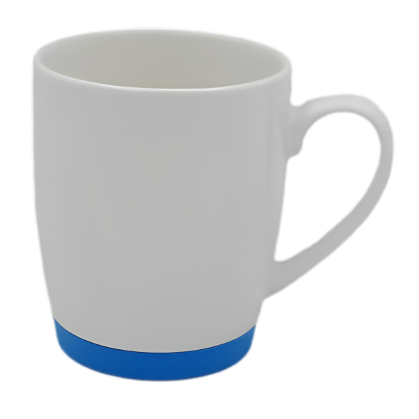 WHITE BONE CHINA MUG WITH BLUE BASE