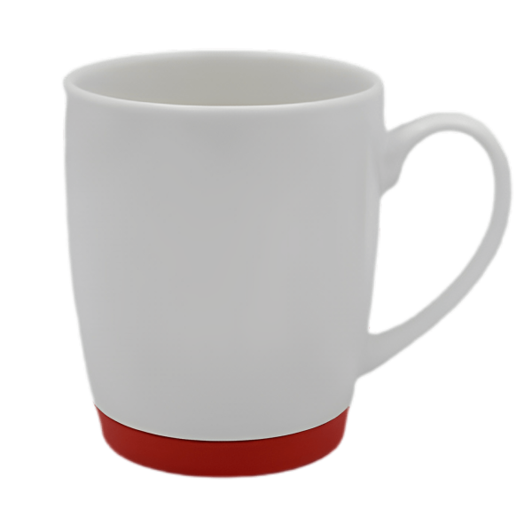 White Bone China Mug With Red Base