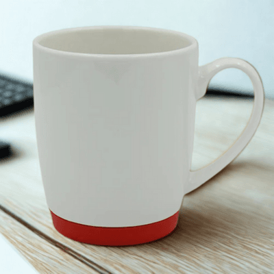 White Bone China Mug With Red Base White Bone China Mug with Red Lid