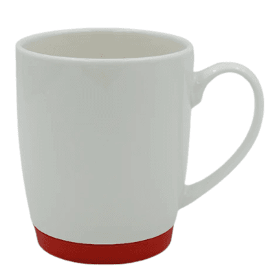 White Bone China Mug With Red Base White Bone China Mug With Red Lid