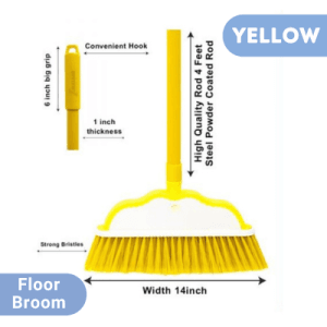 Yellow Floor Broom With Metal Rod Floor Broom with Metal Rod - Yellow